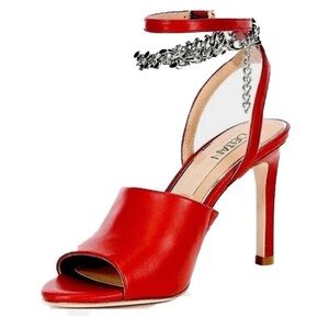 DELTAN Blair Leather Chain Detail Ankle Strap Formal Sandles Size 9